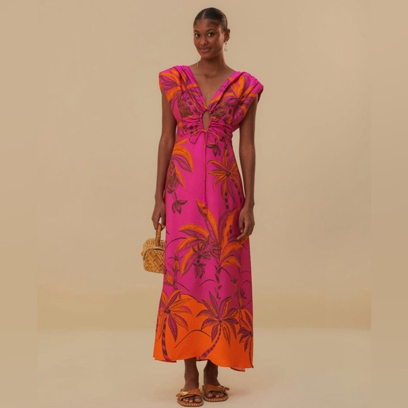 NWT $285 FARM Rio Beach Forest Print Maxi Dress in size Small! - Picture 3 of 9